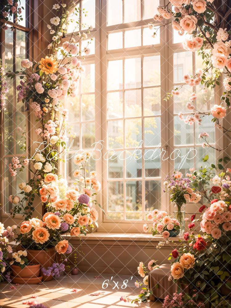 Kate Blumen Fenster Romantisch Pastell Hintergrund Entworfen von Emetselch