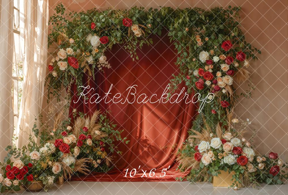 Kate Hochzeit Blumengestecke Grün Rot Fleece Hintergrund Entworfen von Emetselch
