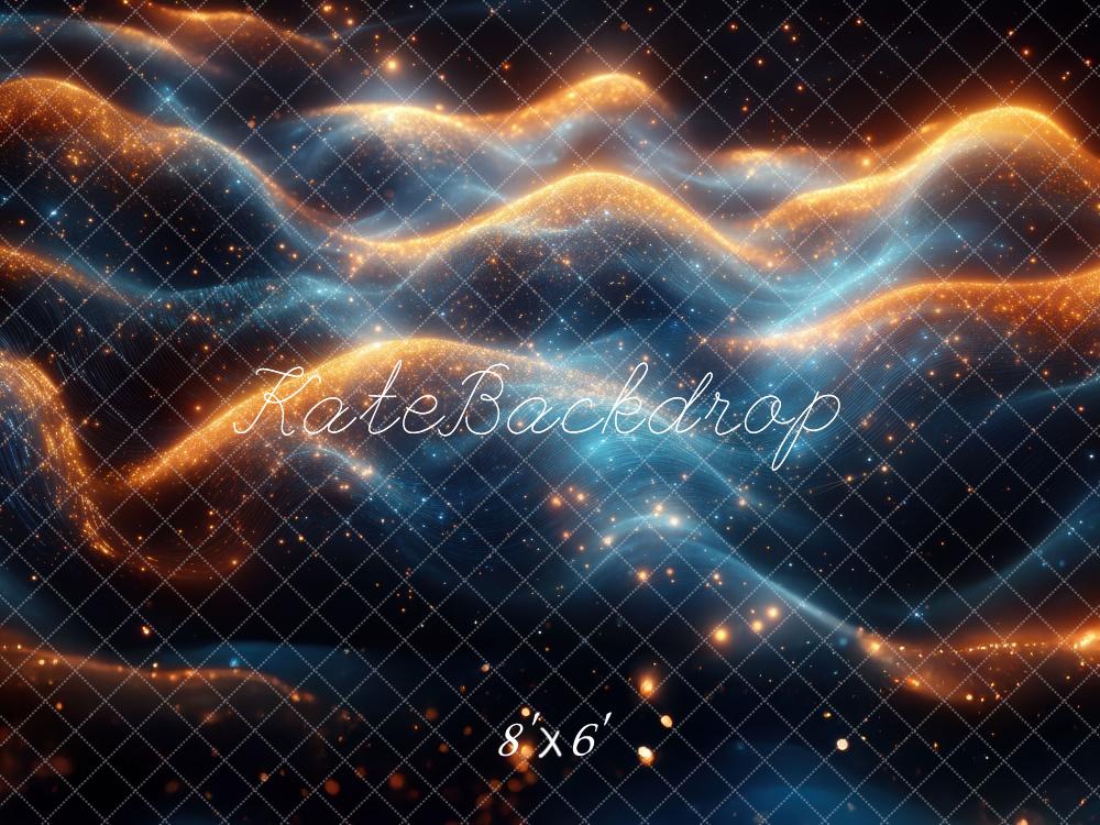 Kate Abstrakte Lichtwellen Blau Orange Hintergrund Entworfen von Mini MakeBelieve