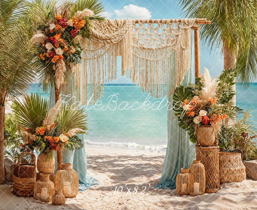 Kate Boho Hochzeit Strand Makramee Creme Hintergrund Entworfen von Emetselch - Kate Backdrop.de