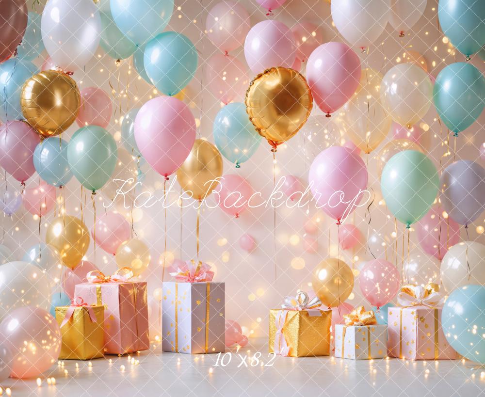Kate Geburtstag Luftballons Geschenke Pastell Hintergrund Entworfen von Emetselch