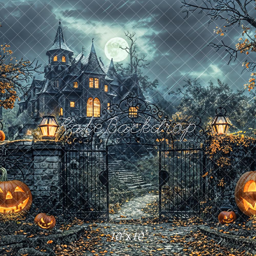 Kate Halloween Spukhaus Kürbisse Nacht Hintergrund Entworfen von Chain - Kate Backdrop.de