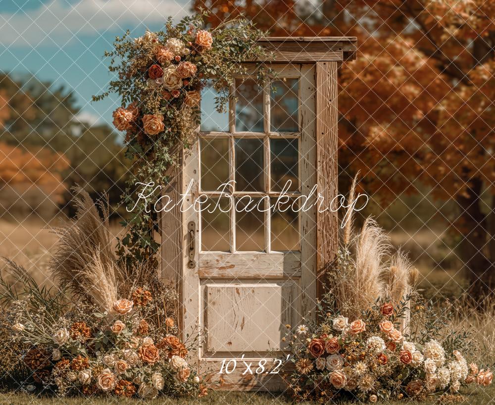 Kate Herbst Tür Blumen Boho Hintergrund Entworfen von Emetselch