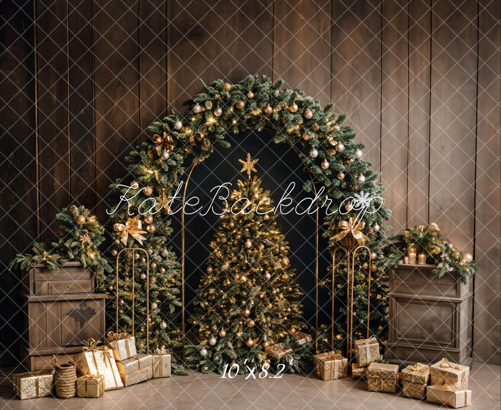 Kate Weihnachten Baum Goldene Geschenke Hintergrund Entworfen von Emetselch