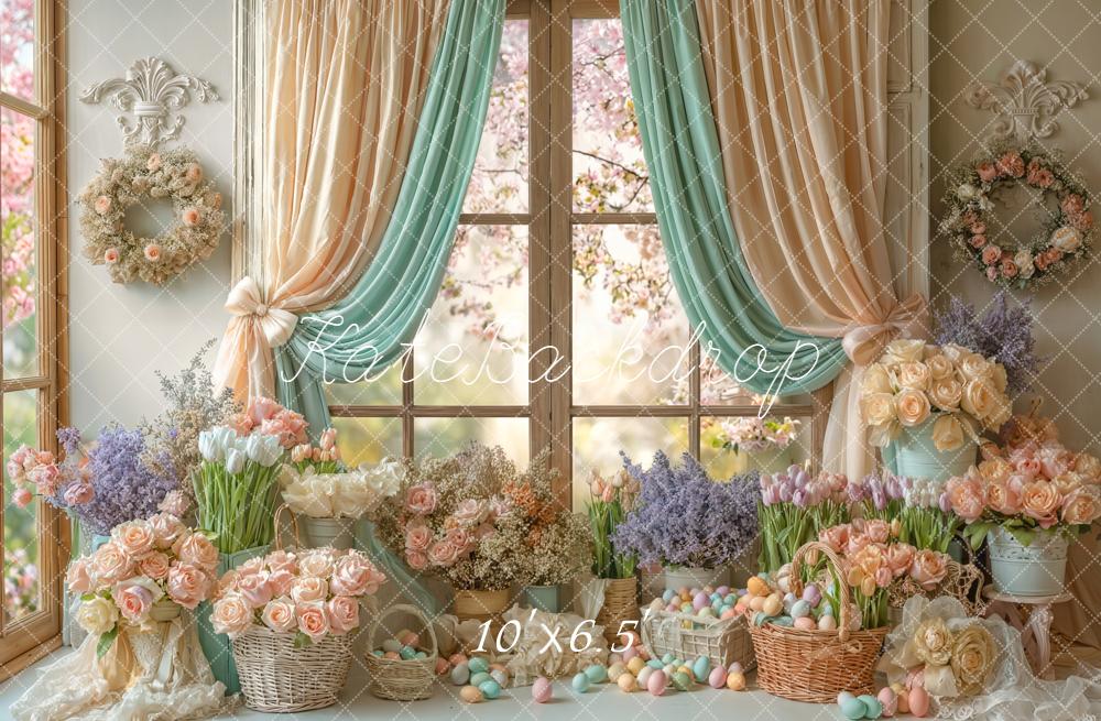 Kate Ostern Blumen Fenster Pastell Hintergrund Entworfen von Emetselch