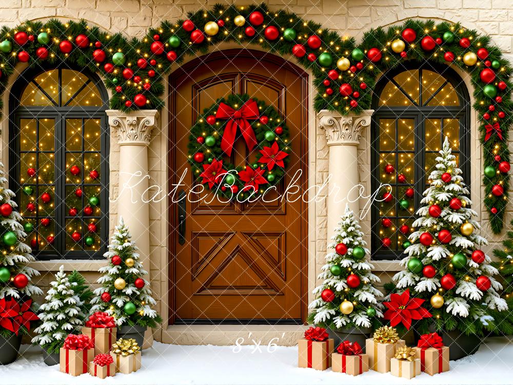 Kate Weihnachten Tür Kranz Geschenkboxen Hintergrund Entworfen von Mini MakeBelieve - Kate Backdrop.de