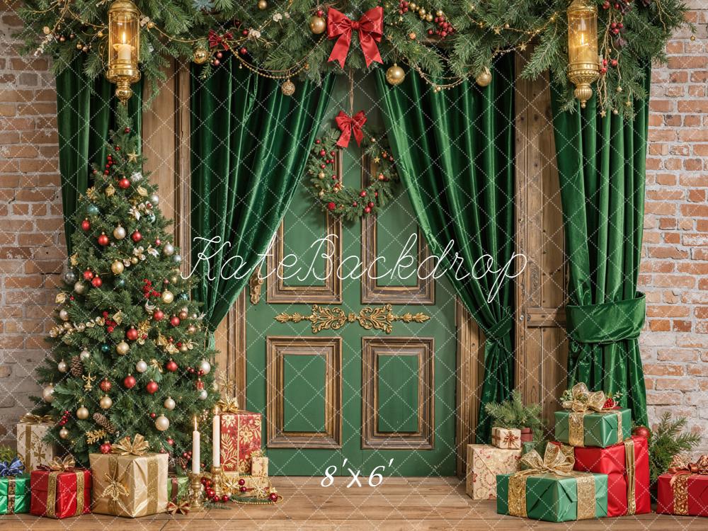 Kate Weihnachten Geschenke Weihnachtsbaum Grün Hintergrund Entworfen von Emetselch - Kate Backdrop.de