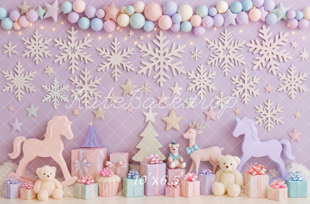 Kate Weihnachten Pastell Schneeflocken Geschenke Hintergrund Entworfen von Patty Roberts