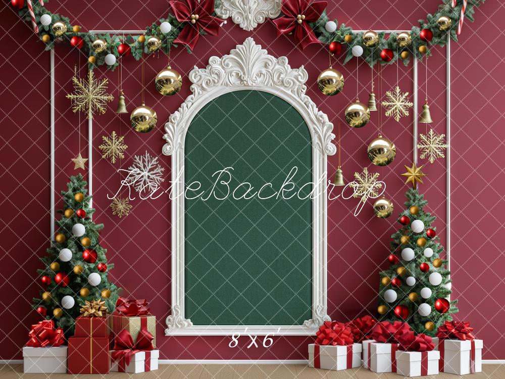 Kate Weihnachten Geschenke Tannenbaum Rot Hintergrund Entworfen von Mini MakeBelieve - Kate Backdrop.de