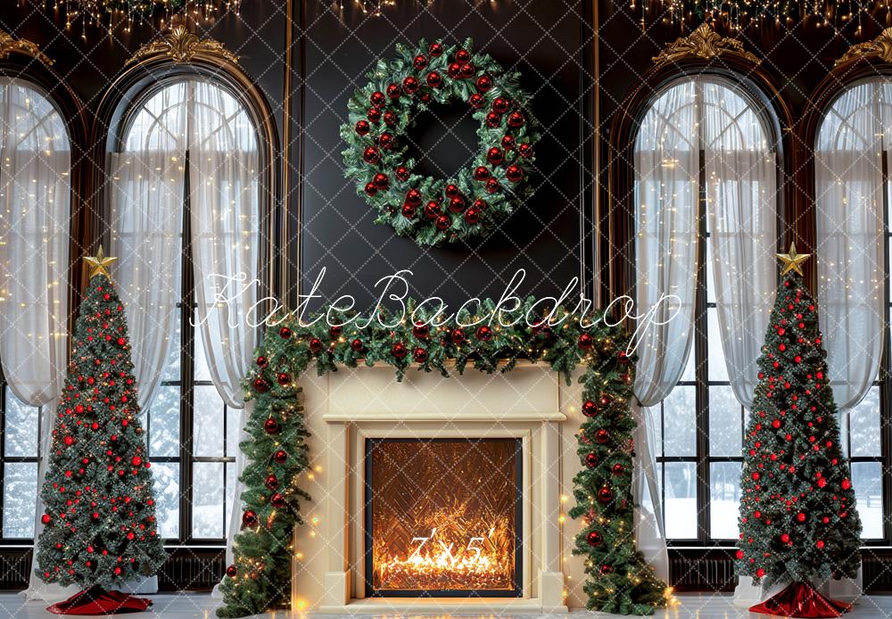 Kate Weihnachten Kamin Tannenbaum Elegant Hintergrund Entworfen von Mini MakeBelieve - Kate Backdrop.de