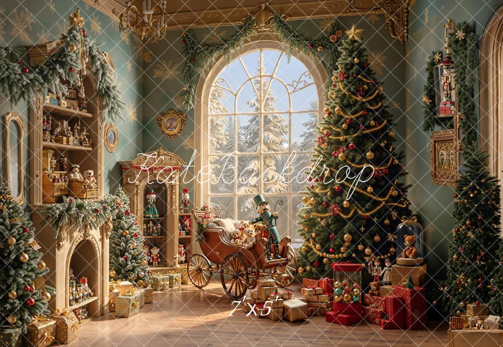 Kate Weihnachten Wohnzimmer Weihnachtsbaum Geschenke Hintergrund Entworfen von Emetselch - Kate Backdrop.de