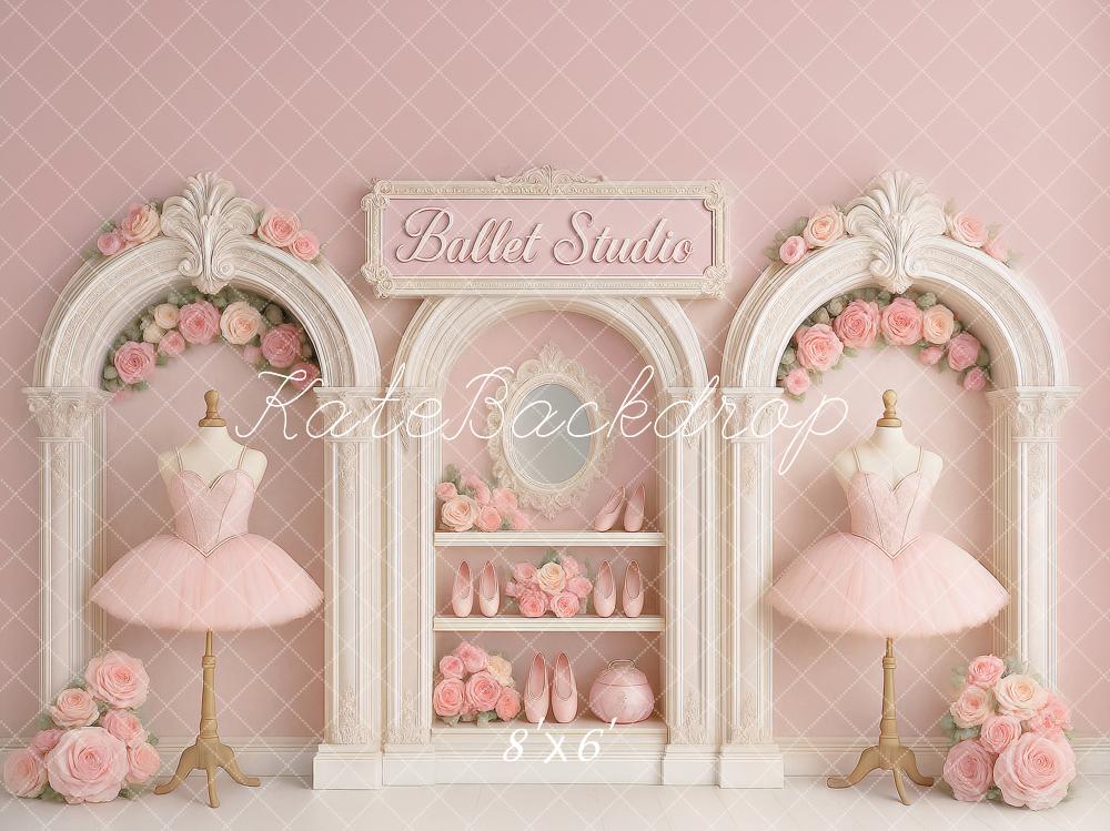 Kate Ballettstudio Tutu Rosen Rosa Hintergrund Entworfen von Ashley Paul - Kate Backdrop.de
