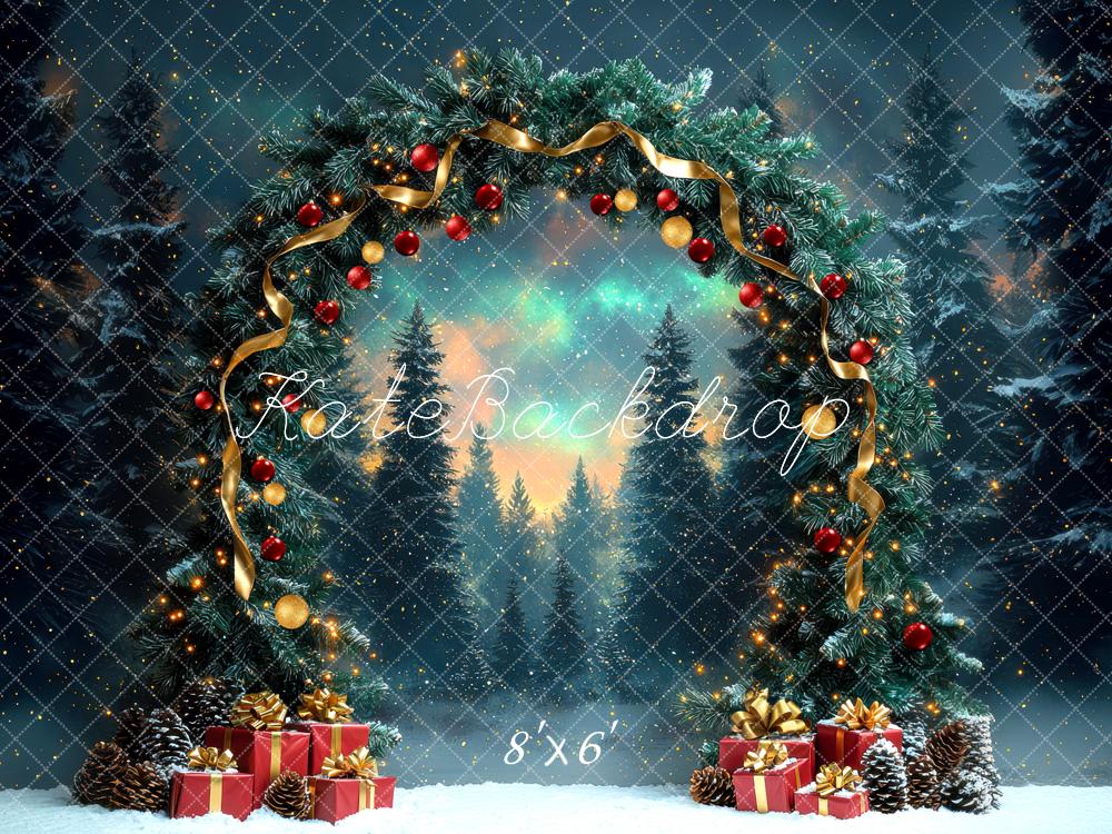 Kate Weihnachten Tannenzweig Bogen Geschenkboxen Hintergrund Entworfen von Mini MakeBelieve - Kate Backdrop.de