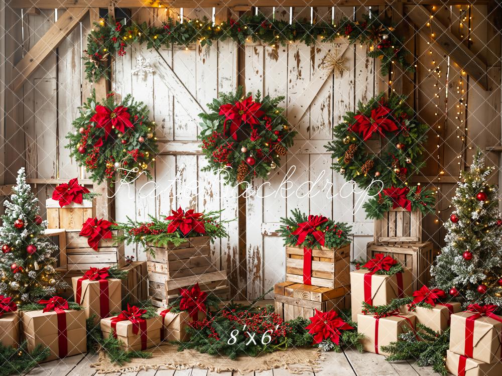 Kate Weihnachten Kränze Geschenke Holz Hintergrund Entworfen von Emetselch