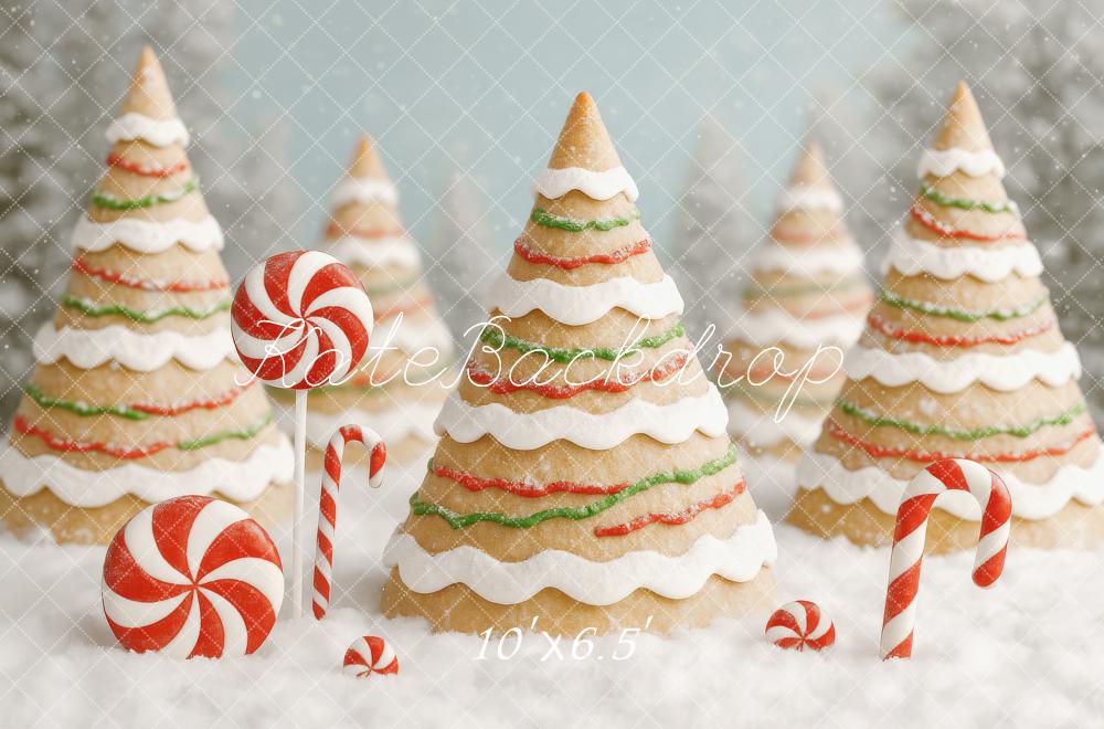 Kate Weihnachten Keksbäume Zuckerstangen Winter Hintergrund Entworfen von Patty Roberts - Kate Backdrop.de