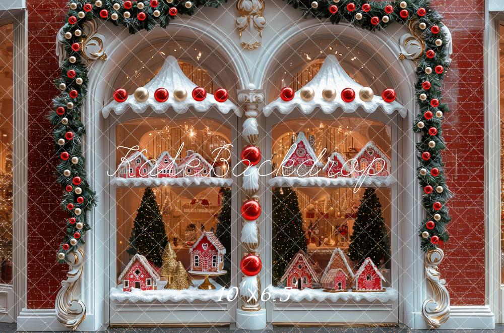 Kate Weihnachten Schaufenster Lebkuchenhaus Vintage Hintergrund Entworfen von Mini MakeBelieve - Kate Backdrop.de