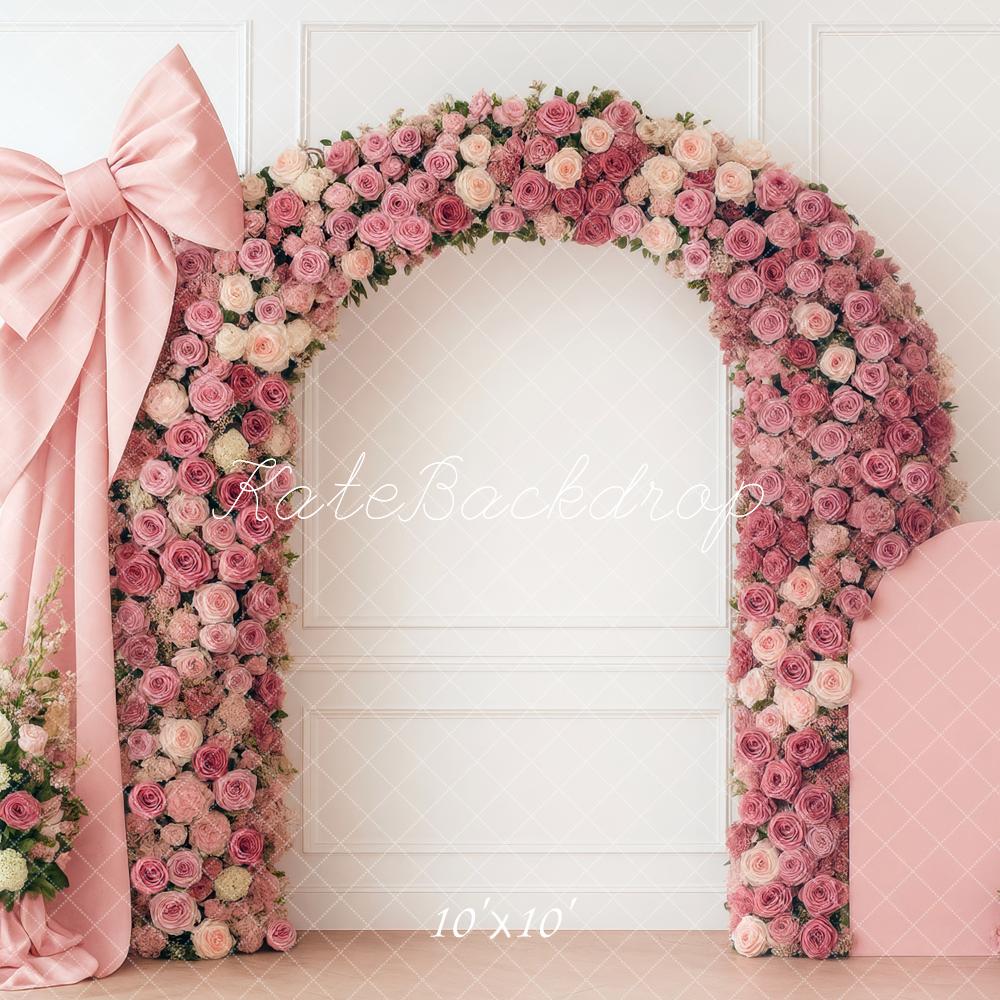 Kate Flower Arch Rosen Schleife Rosa Hintergrund Entworfen von Mini MakeBelieve - Kate Backdrop.de