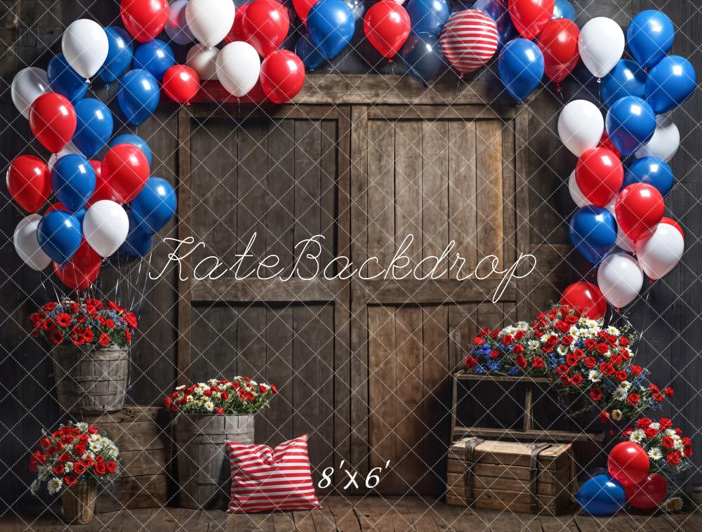 Kate Geburtstag Ballons Blumen Holz Rustikal Hintergrund Entworfen von Emetselch