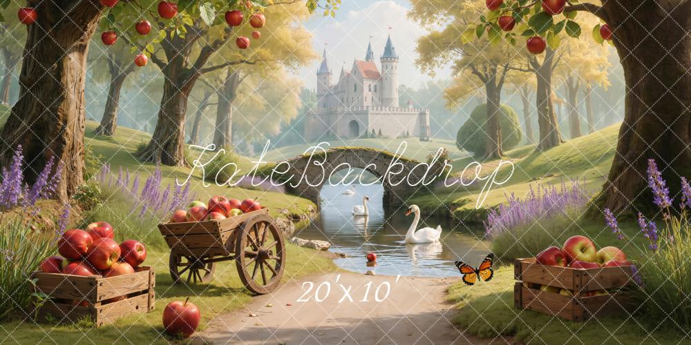 Kate Märchen Schloss Apfelbäume Sommer Hintergrund Entworfen von Emetselch - Kate Backdrop.de