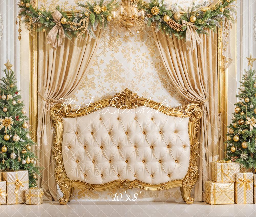 Kate Weihnachten Geschenke Weihnachtsbaum Gold Fleece Hintergrund Entworfen von Emetselch - Kate Backdrop.de