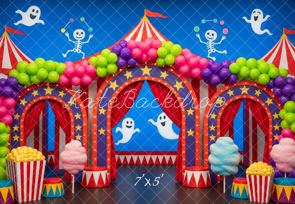 Kate Halloween Zirkus Ballons Bunt Hintergrund Entworfen von Patty Roberts