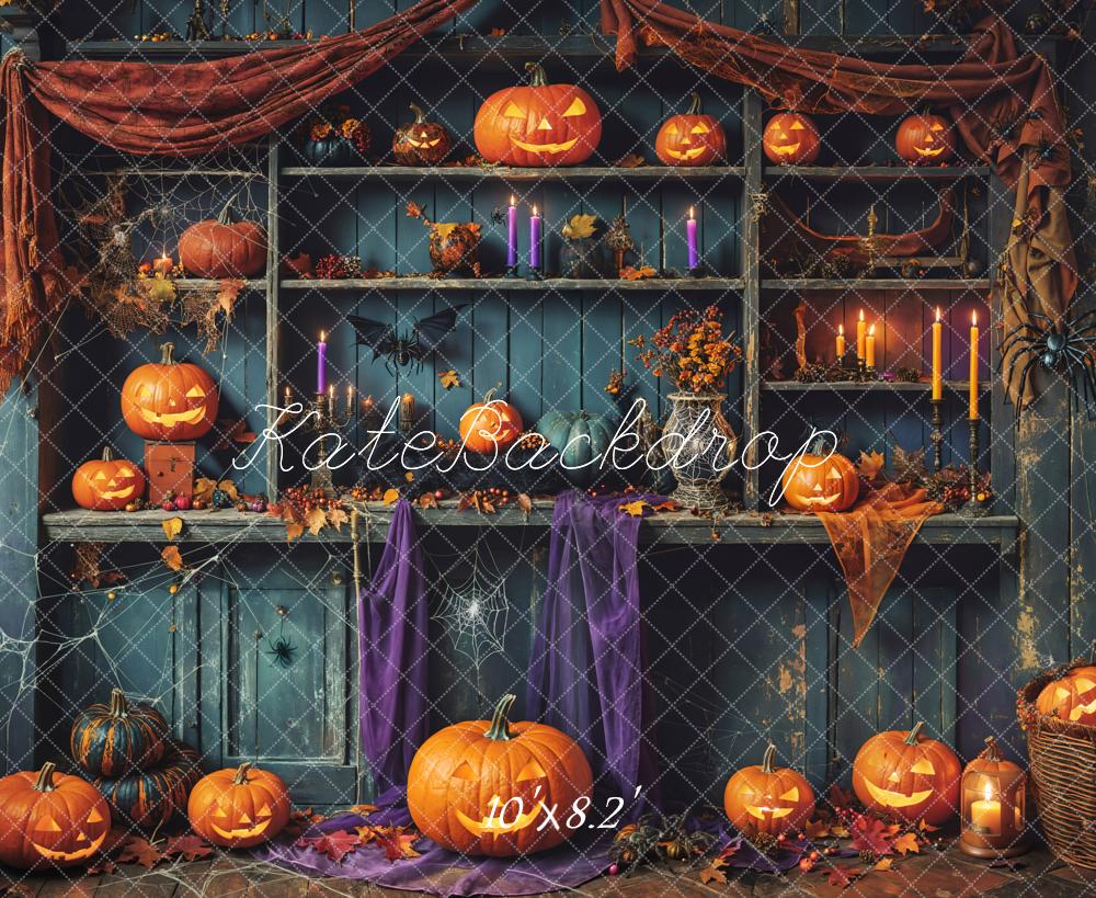 Kate Halloween Kürbisse Regal Vintage Hintergrund Entworfen von Emetselch - Kate Backdrop.de