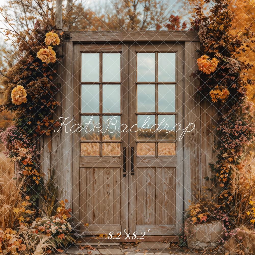 Kate Herbst Tür Blumen Holz Hintergrund Entworfen von Emetselch