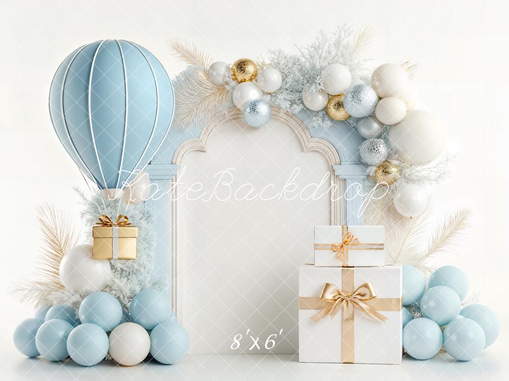 Kate Geburtstag Ballon Geschenkbox Blau Gold Fleece Hintergrund Entworfen von Chain