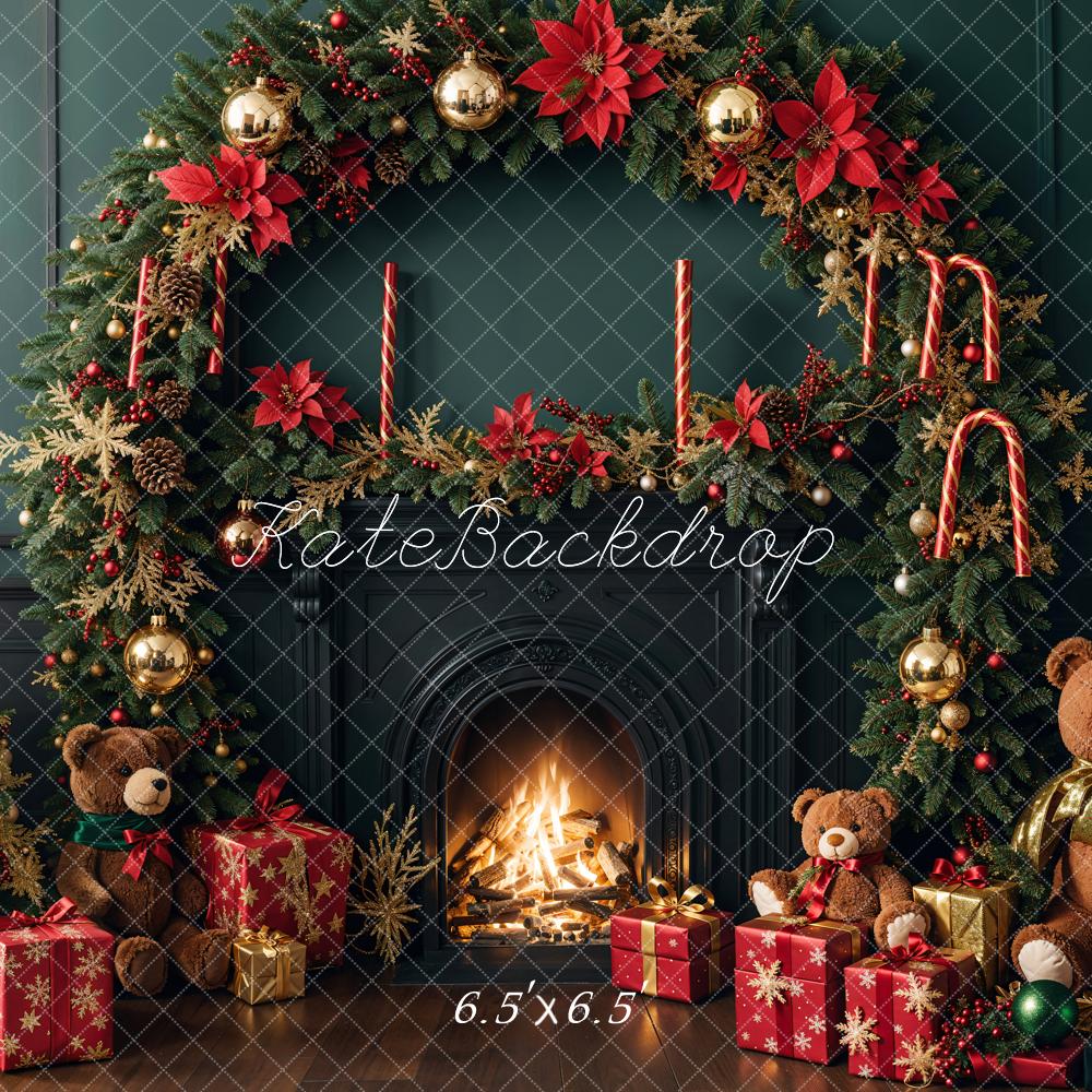 Kate Weihnachten Kamin Kranz Teddybären Hintergrund Entworfen von Emetselch