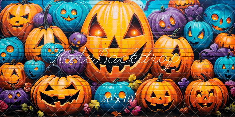 Kate Halloween Kürbisse Bunt Illustrativ Hintergrund Entworfen von Emetselch - Kate Backdrop.de