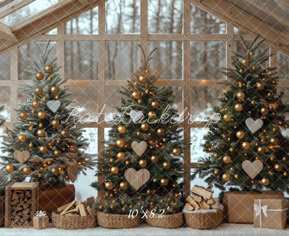 Kate Weihnachten Tannenbäume Geschenke Rustikal Hintergrund Entworfen von Mini MakeBelieve - Kate Backdrop.de