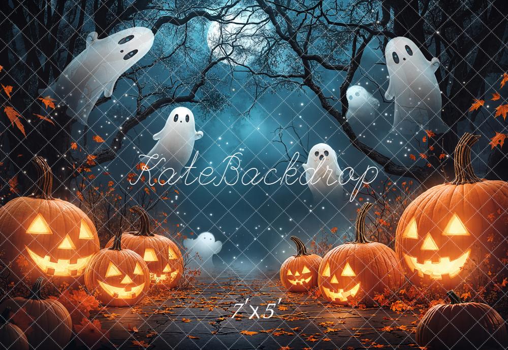 Kate Halloween Kürbisse Geister Nachtwald Hintergrund Entworfen von Chain - Kate Backdrop.de