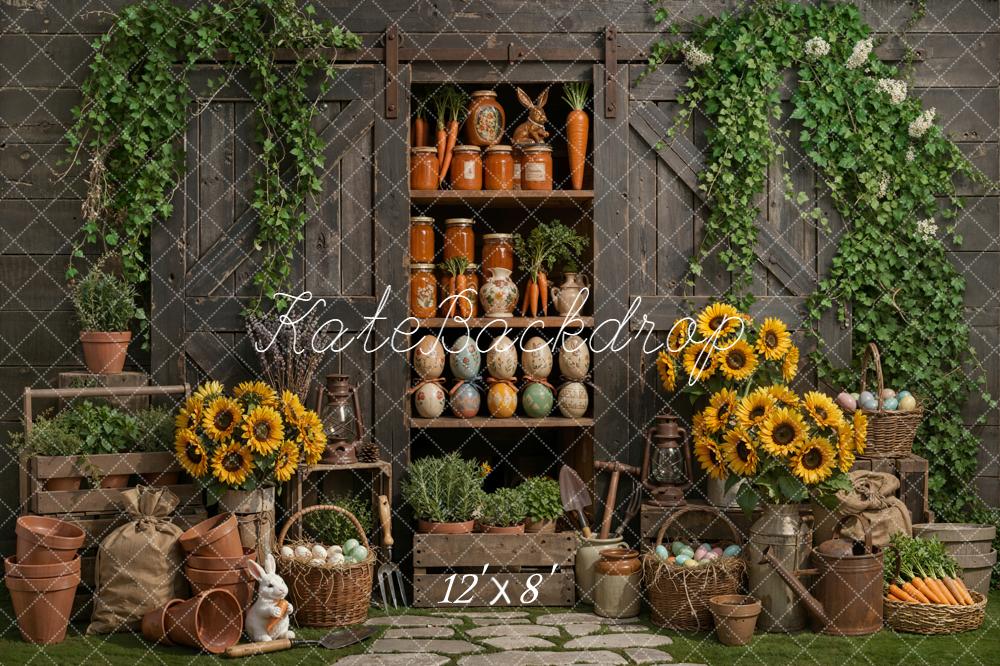 Kate Ostern Garten Sonnenblumen Vintage Hintergrund Entworfen von Emetselch