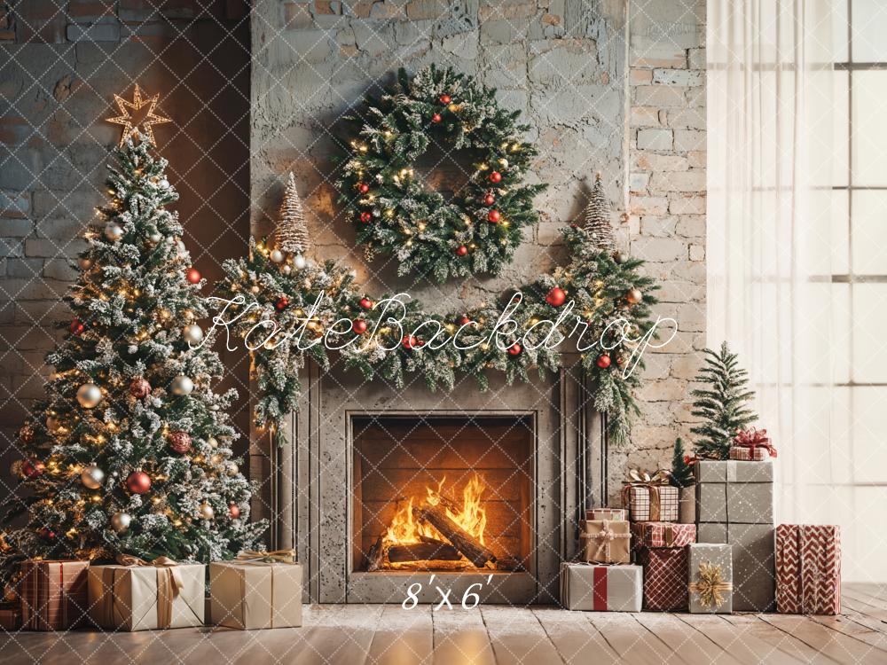 Kate Weihnachten Baum Kamin Geschenke Hintergrund Entworfen von Emetselch