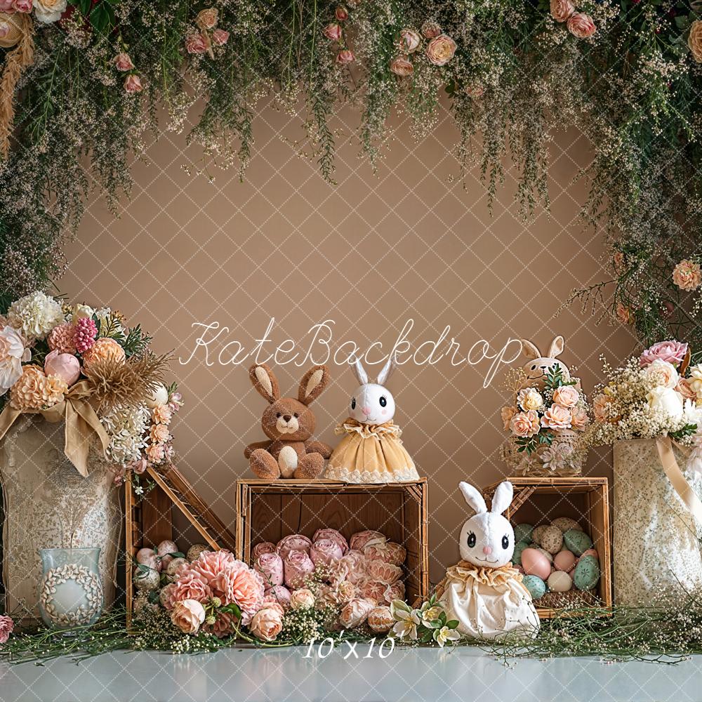 Kate Ostern Hase Blumen Pastell Hintergrund Entworfen von Emetselch - Kate Backdrop.de