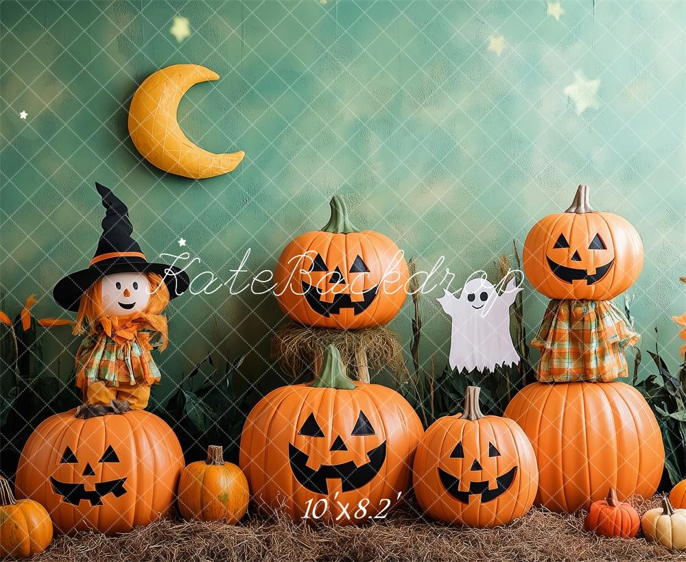 Kate Halloween Kürbisse Hexe Geist Hintergrund Entworfen von Patty Roberts - Kate Backdrop.de