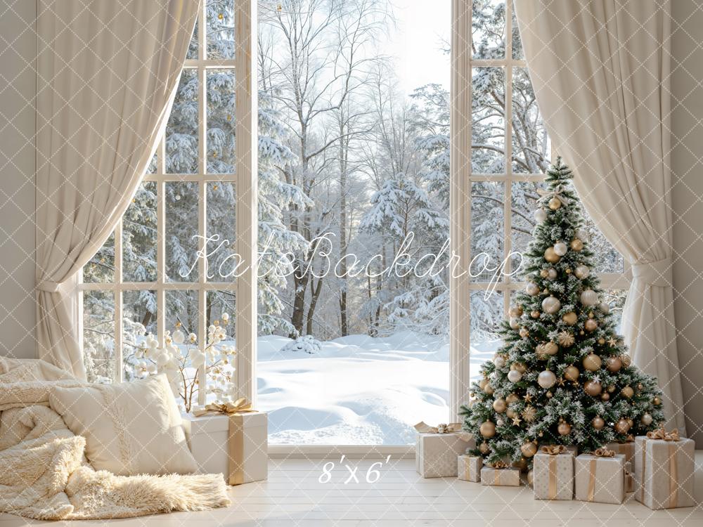 Kate Weihnachten Wohnzimmer Fenster Weiß Hintergrund Entworfen von Emetselch