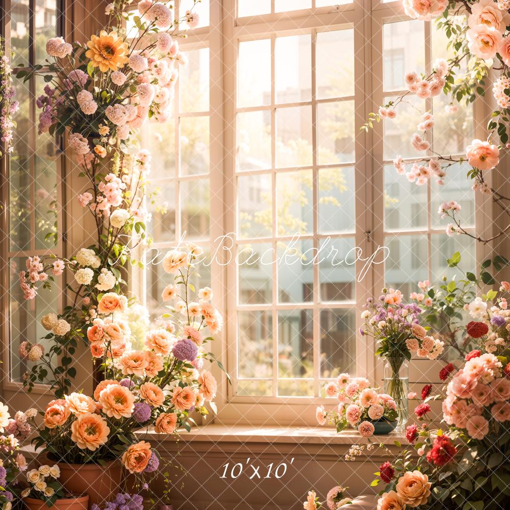 Kate Blumen Fenster Romantisch Pastell Hintergrund Entworfen von Emetselch