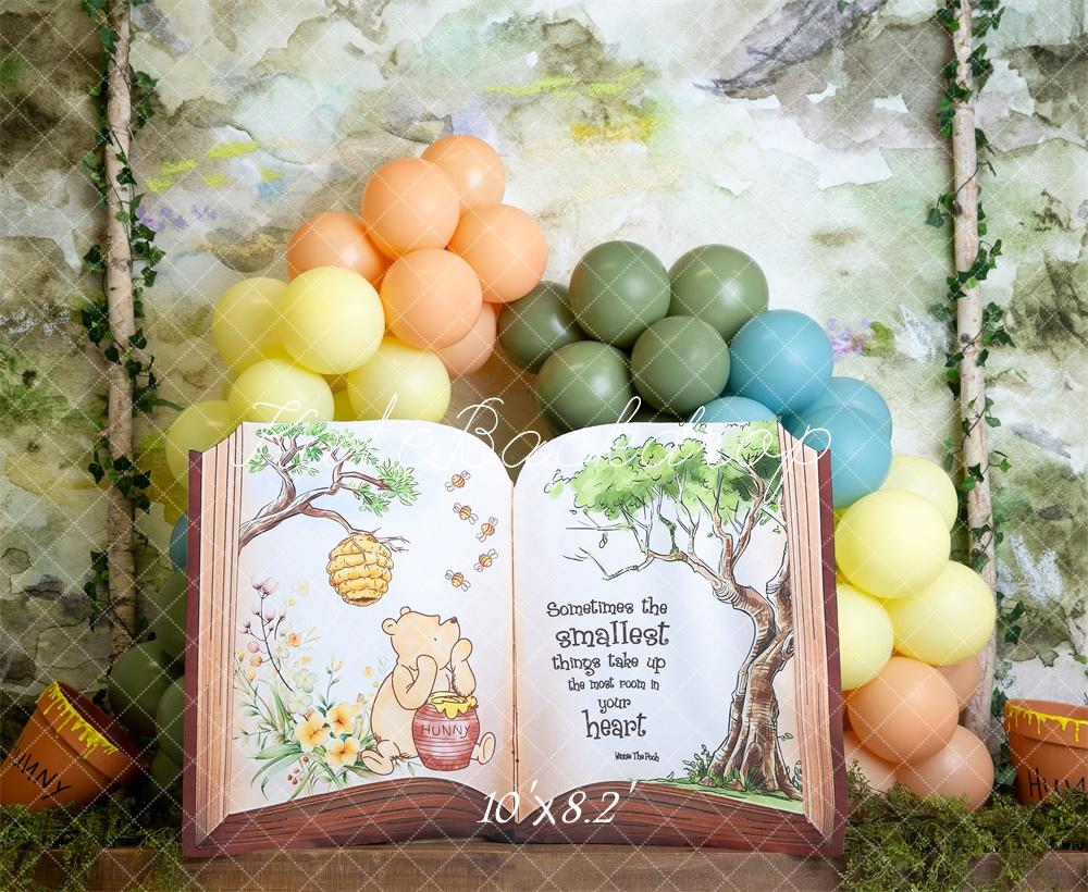 Kate Märchen Honigtopf Buch Ballonbogen Hintergrund Entworfen von Megan Leigh - Kate Backdrop.de