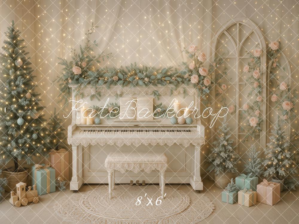 Kate Weihnachten Klavier Geschenke Pastell Hintergrund Entworfen von Ashley Paul - Kate Backdrop.de