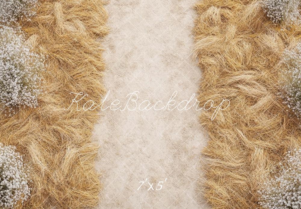 Kate Herbst Stroh Blumen Natürlich Hintergrund Entworfen von Mini MakeBelieve