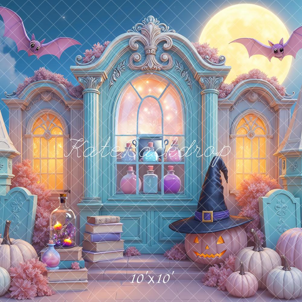 Kate Halloween Schloss Mond Kürbisse Hintergrund Entworfen von Mini MakeBelieve - Kate Backdrop.de