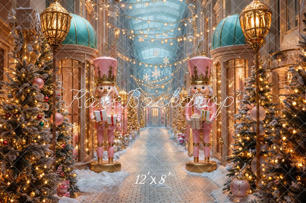Kate Weihnachten Nussknacker Lichter Rosa Fleece Hintergrund Entworfen von Emetselch - Kate Backdrop.de