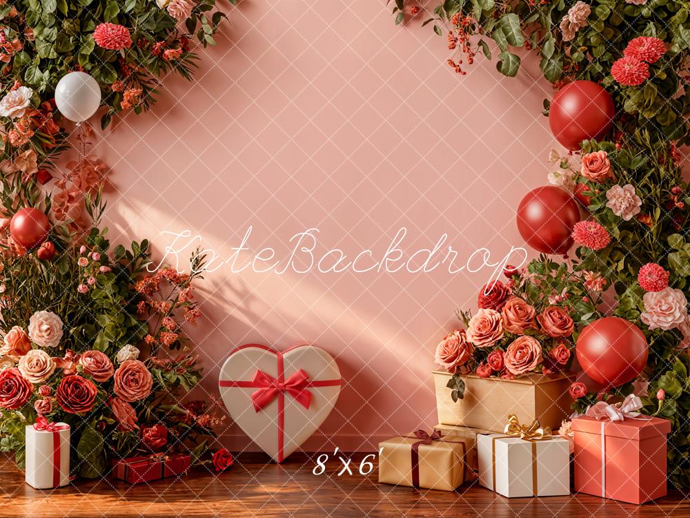 Kate Valentinstag Blumen Ballons Geschenke Fleece Hintergrund Entworfen von Emetselch