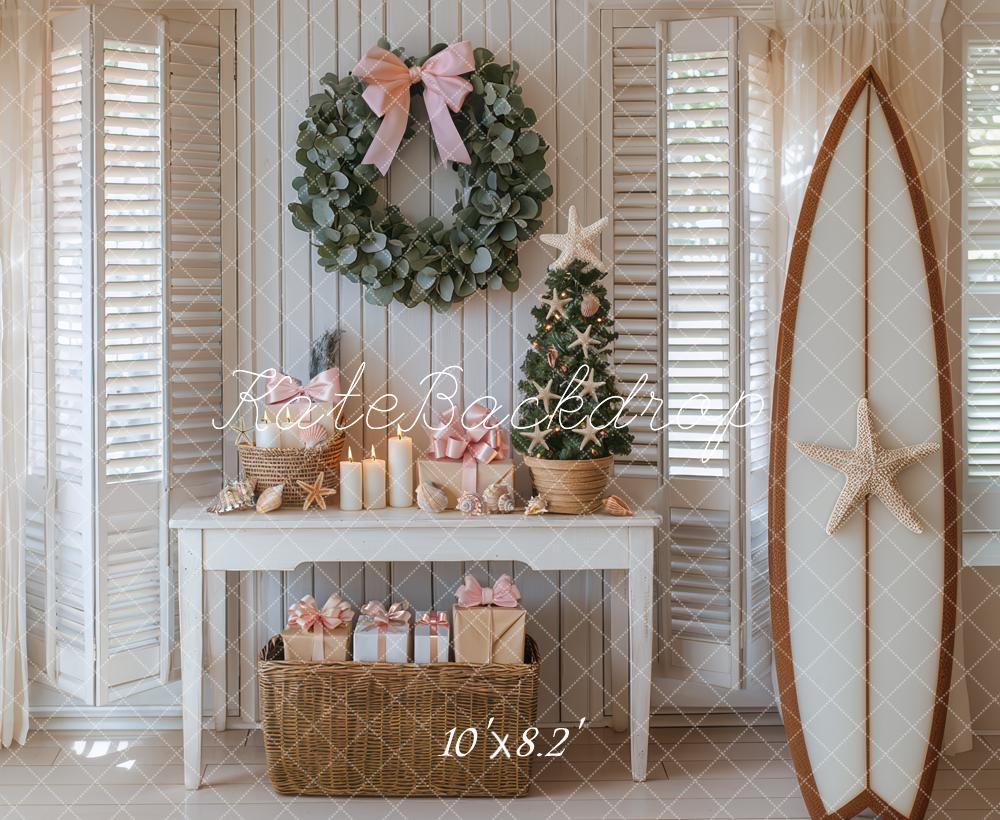 Kate Weihnachten Küste Geschenk Surfbretter Hintergrund Entworfen von Mini MakeBelieve - Kate Backdrop.de