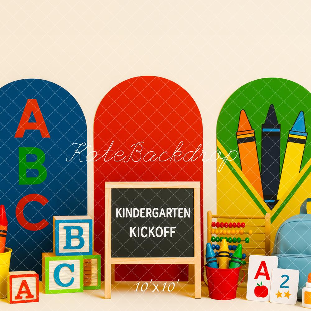 Kate Back To School ABC Buntstifte Farbig Hintergrund Entworfen von Patty Roberts - Kate Backdrop.de