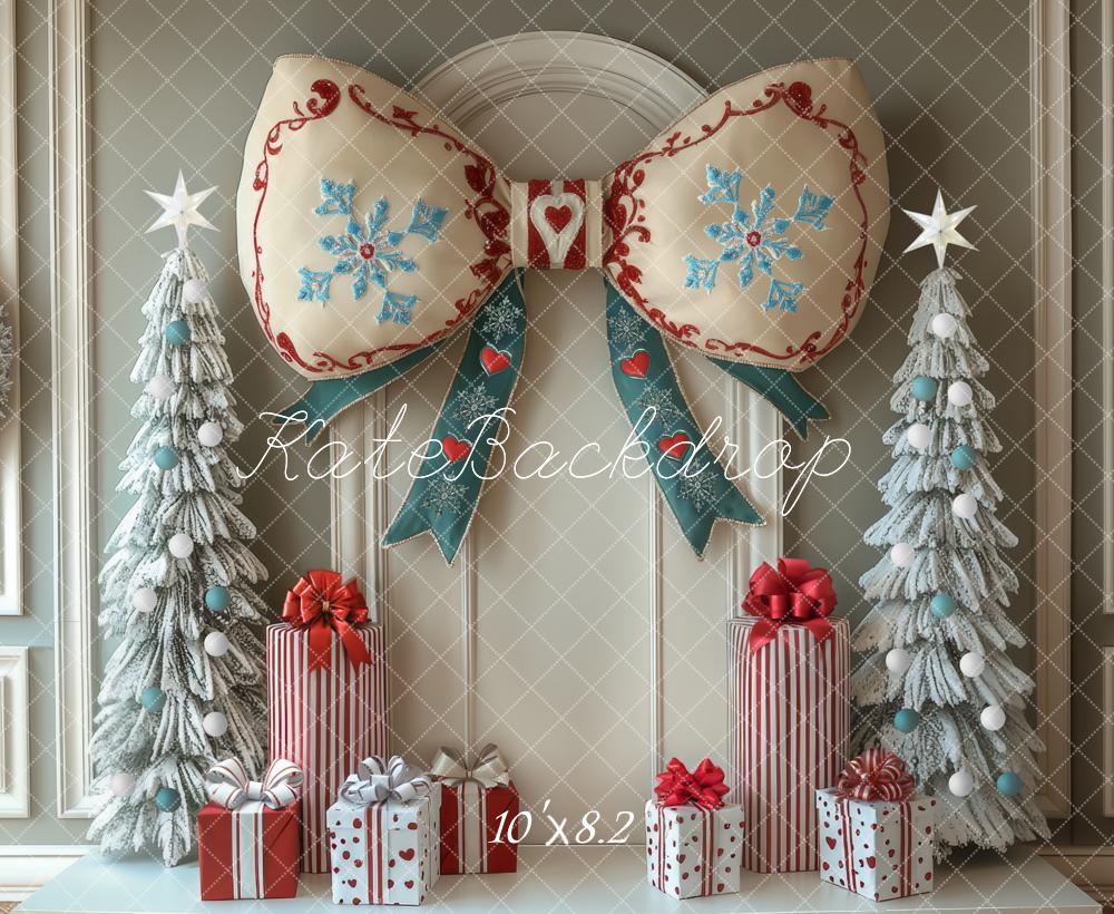 Kate Weihnachten Schleife Geschenkboxen Pastell Hintergrund Entworfen von Mini MakeBelieve - Kate Backdrop.de