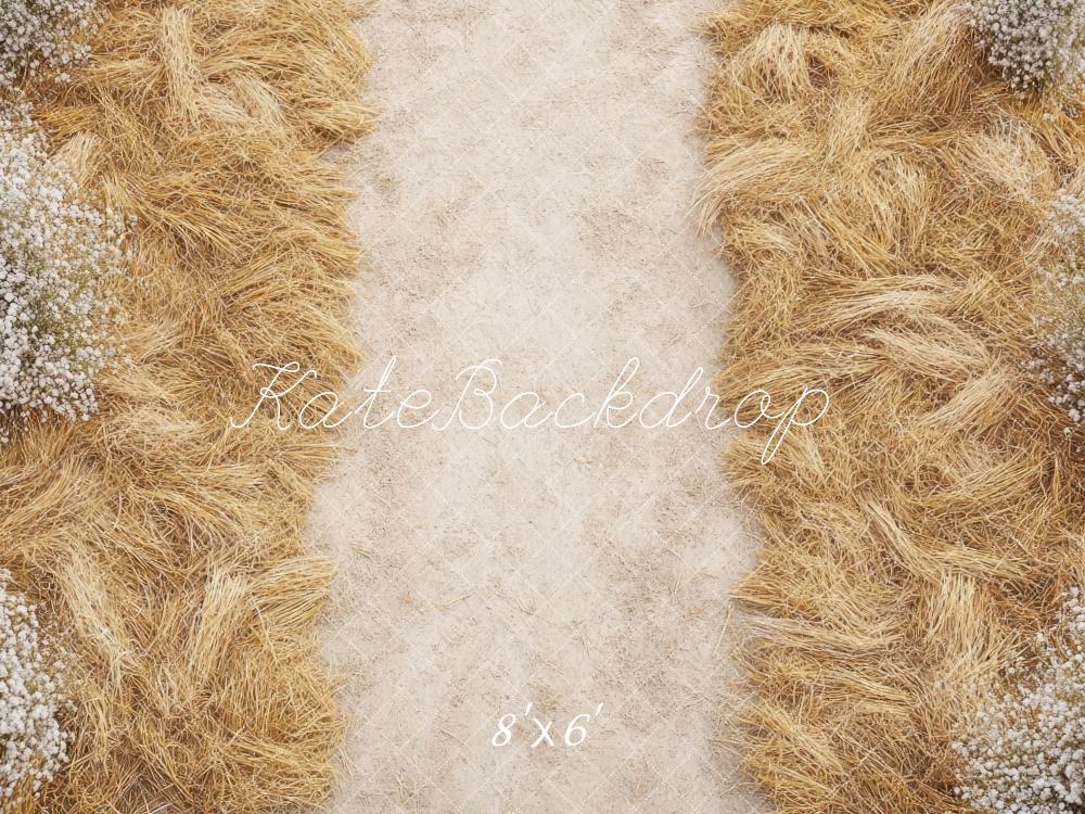 Kate Herbst Stroh Blumen Natürlich Hintergrund Entworfen von Mini MakeBelieve