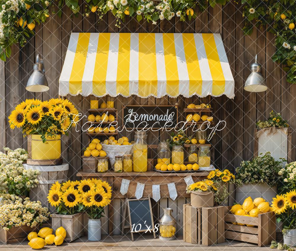 Kate Sommer Limonadenstand Sonnenblumen Rustikal Fleece Hintergrund Entworfen von Emetselch - Kate Backdrop.de