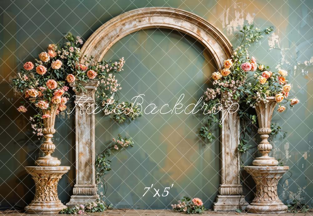 Kate Hochzeit Steinbogen Blumen Vintage Hintergrund Entworfen von Emetselch - Kate Backdrop.de